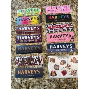 Set of 12 Harveys Seatbelt Bumper Stickers plus Tattoos